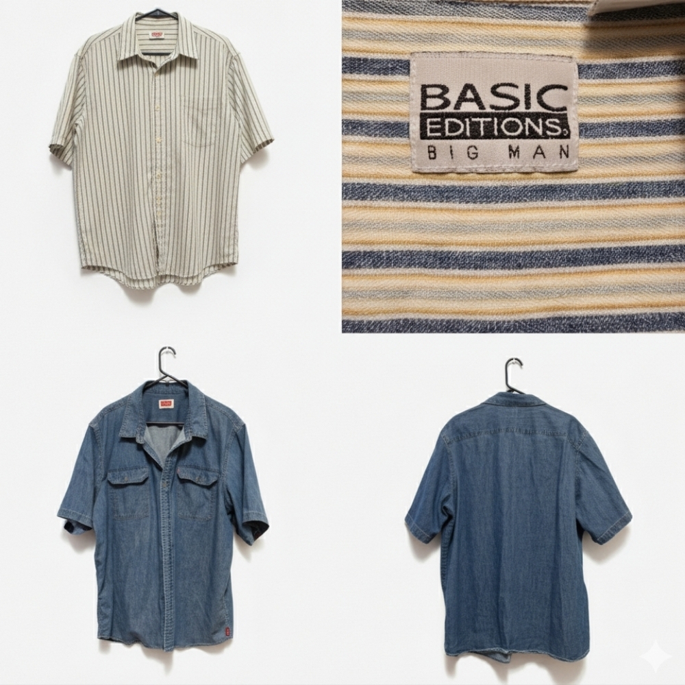 Basic Editions & Wrangler Bundle MENS SHIRTS 2XL COTTON & Y2K